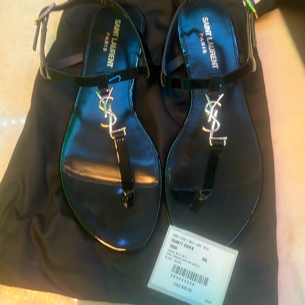 New never worn YSL sandals in box both dust bags and Saint Laurent shopping bag